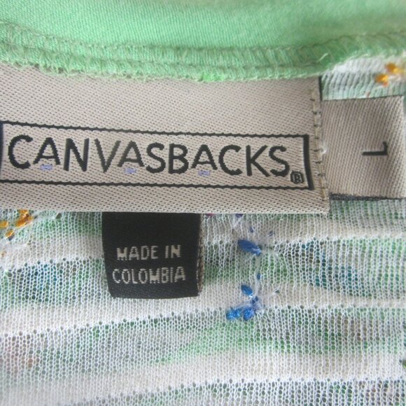 Canvasbacks Womens Large Green Multicolor Stripe Embroidered Knit Cardigan Boho - Picture 7 of 14